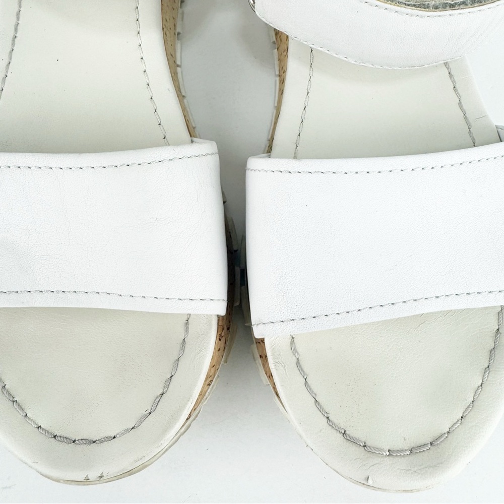 PRADA Platform Linea Rossa Saffiano Upper Cork Bottom Sandals - Picture 8 of 9